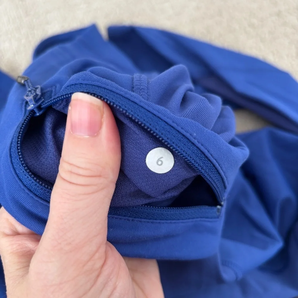 Lululemon Pace Rival Crop Leggings Sapphire Royal Blue size 6 mesh panels